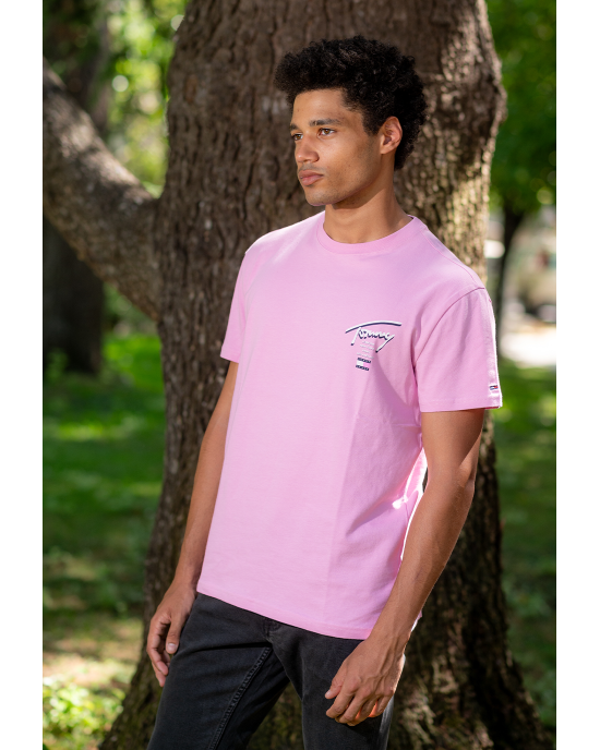 T-shirt Tommy Jeans ροζ ΚΟΝΤΟΜΑΝΙΚΕΣ