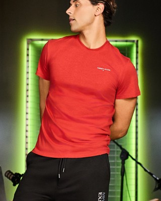 T-shirt Tommy Jeans πορτοκαλί