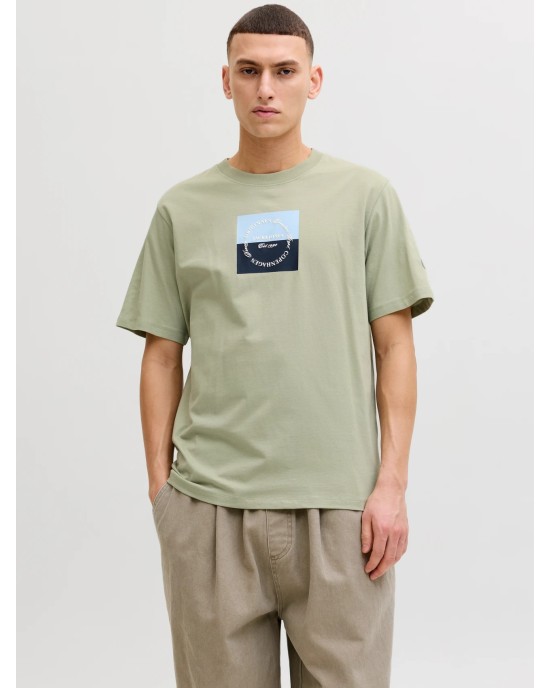 T-shirt Jack n Jones χακί ΚΟΝΤΟΜΑΝΙΚΕΣ