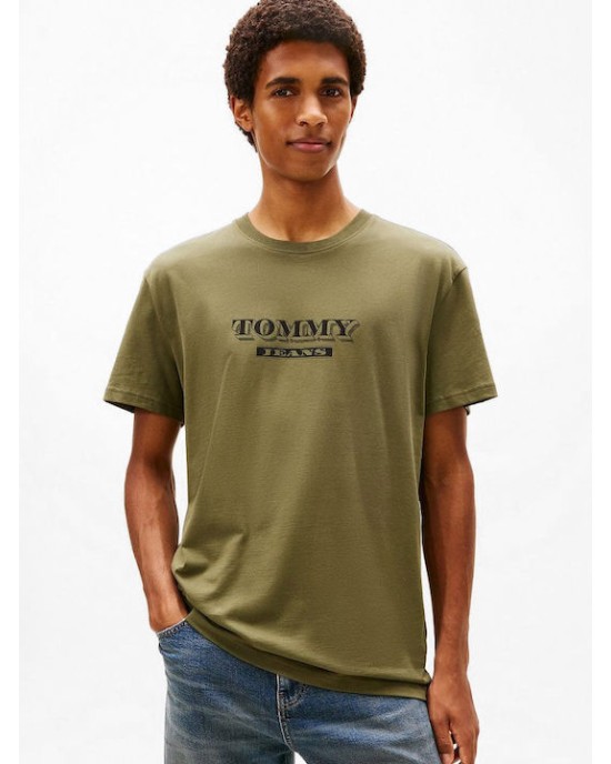 T-shirt Tommy Jeans χακί ΚΟΝΤΟΜΑΝΙΚΕΣ