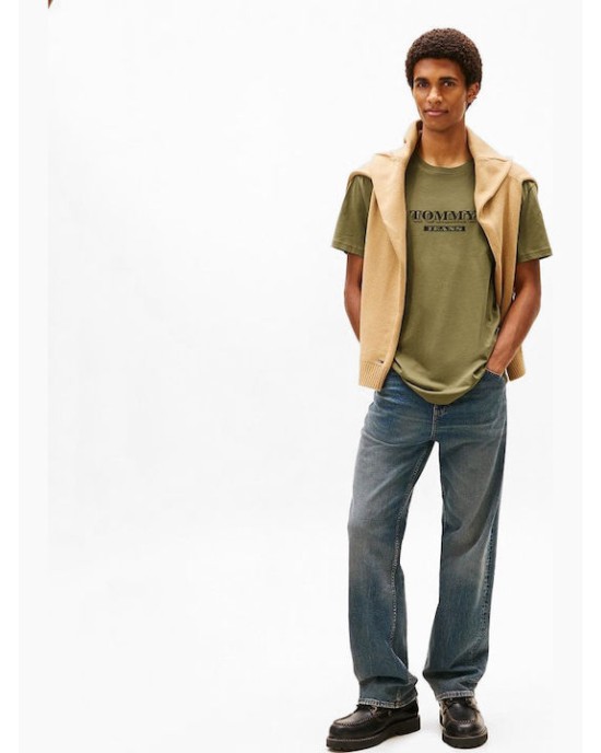 T-shirt Tommy Jeans χακί ΚΟΝΤΟΜΑΝΙΚΕΣ