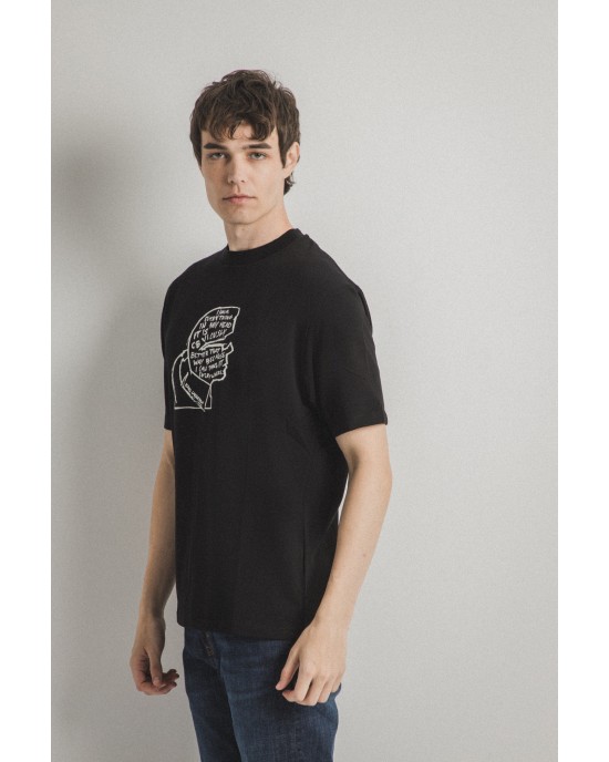 T-shirt Karl Lagerfeld μαύρο ΚΟΝΤΟΜΑΝΙΚΕΣ