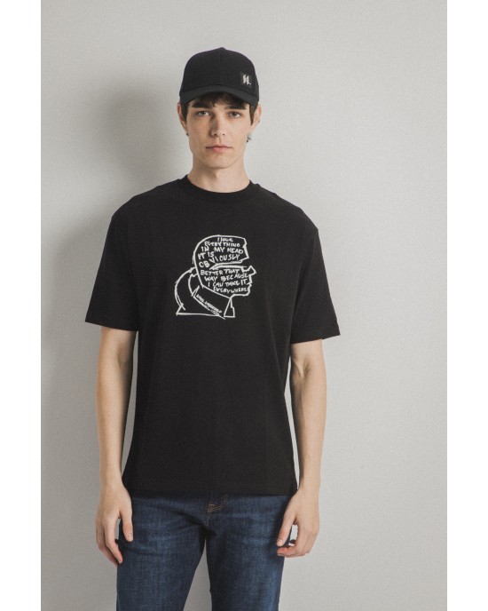 T-shirt Karl Lagerfeld μαύρο ΚΟΝΤΟΜΑΝΙΚΕΣ