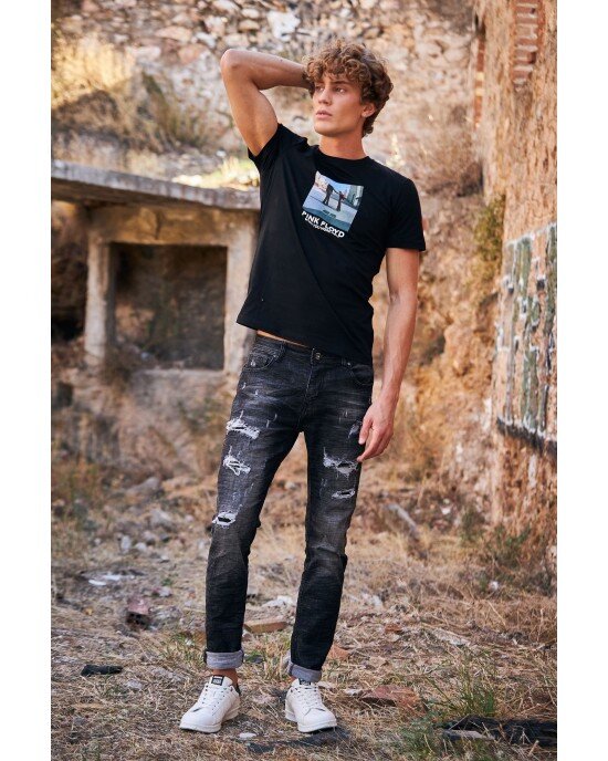 T-shirt Antony Morato μαύρο ΚΟΝΤΟΜΑΝΙΚΕΣ
