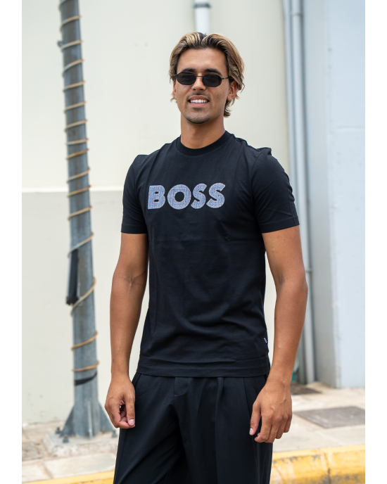 T-Shirt Boss μαύρο ΚΟΝΤΟΜΑΝΙΚΕΣ