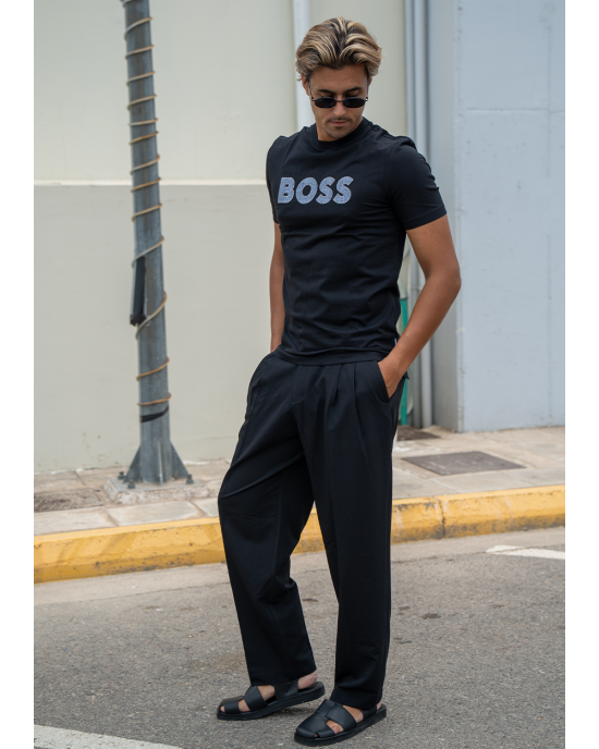 T-Shirt Boss μαύρο ΚΟΝΤΟΜΑΝΙΚΕΣ
