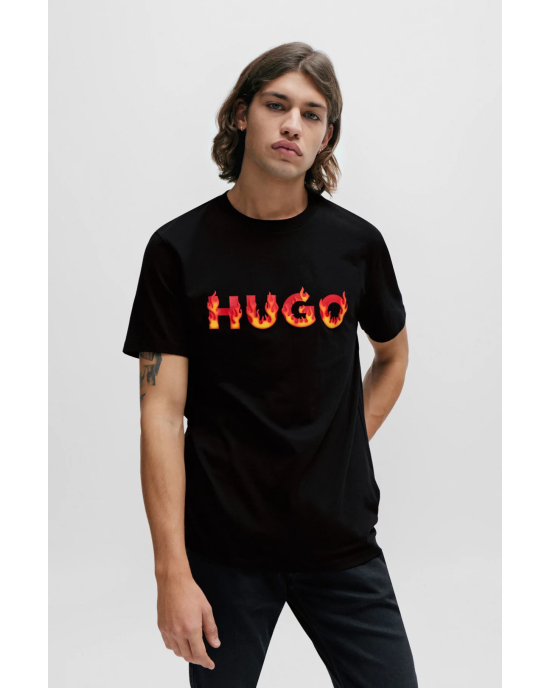 T-Shirt Hugo μαύρο ΚΟΝΤΟΜΑΝΙΚΕΣ