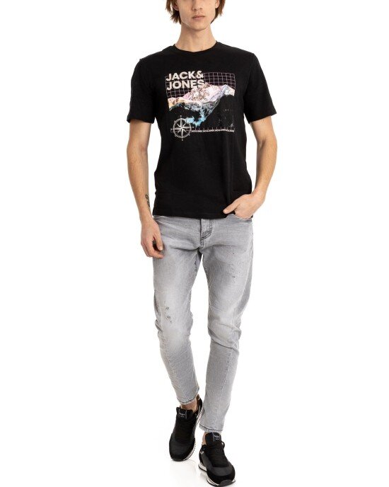 T-shirt Jack n Jones μαύρο ΚΟΝΤΟΜΑΝΙΚΕΣ