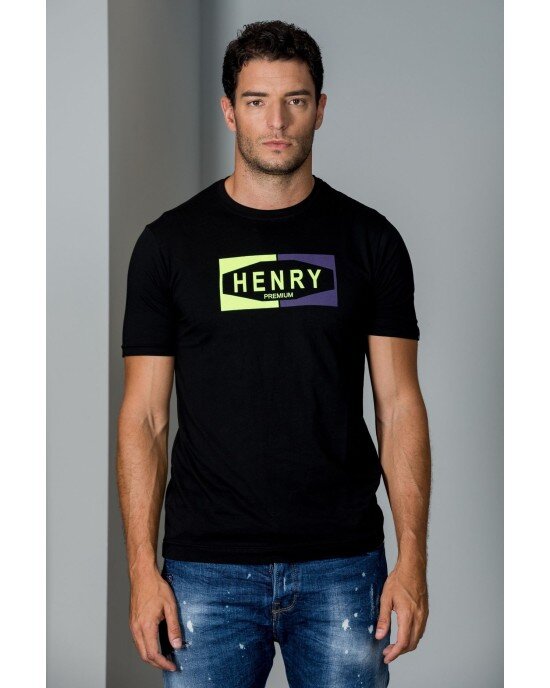 T-Shirt Henry μαύρη T-Shirt Henry μαύρη