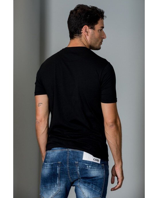 T-Shirt Henry μαύρη T-Shirt Henry μαύρη