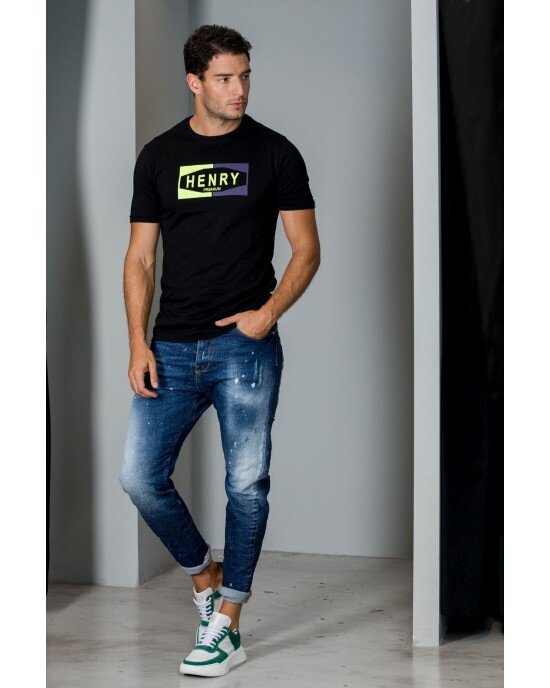 T-Shirt Henry μαύρη T-Shirt Henry μαύρη