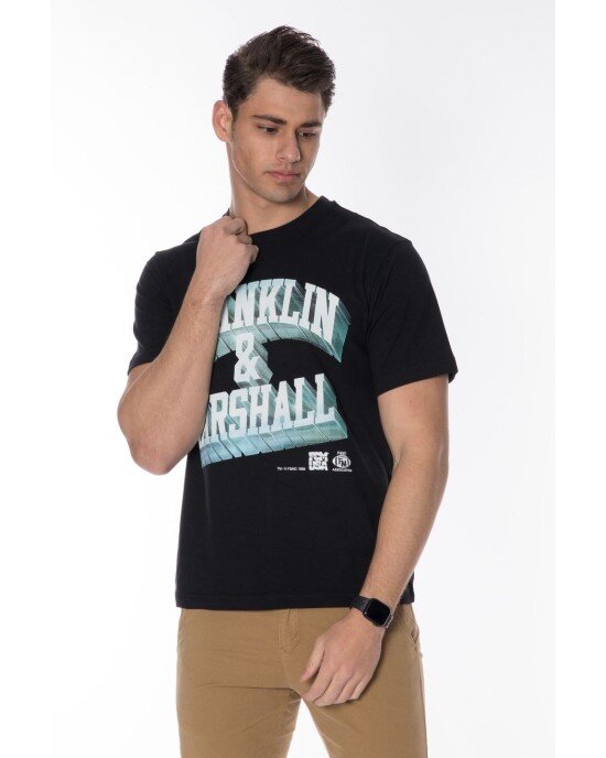 T-shirt Franklin Marshall Μαύρο T-shirt Franklin Marshall Μαύρο