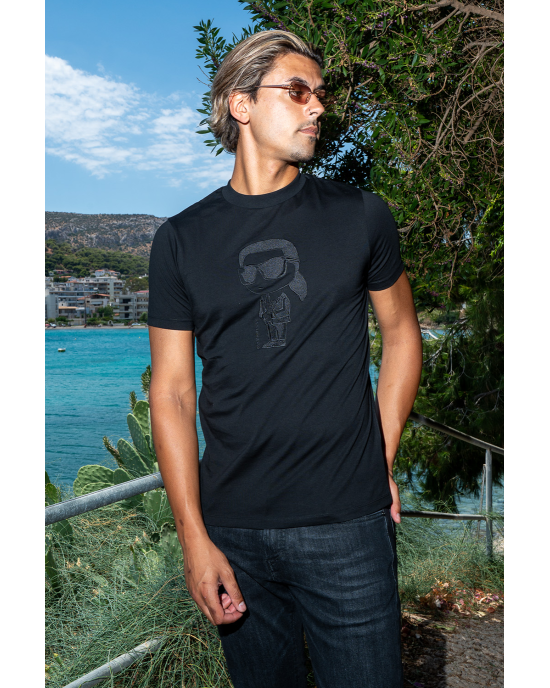 T-shirt Karl Lagerfeld μαύρο ΚΟΝΤΟΜΑΝΙΚΕΣ
