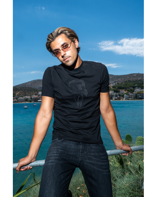 T-shirt Karl Lagerfeld μαύρο ΚΟΝΤΟΜΑΝΙΚΕΣ
