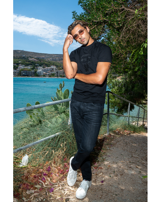T-shirt Karl Lagerfeld μαύρο ΚΟΝΤΟΜΑΝΙΚΕΣ