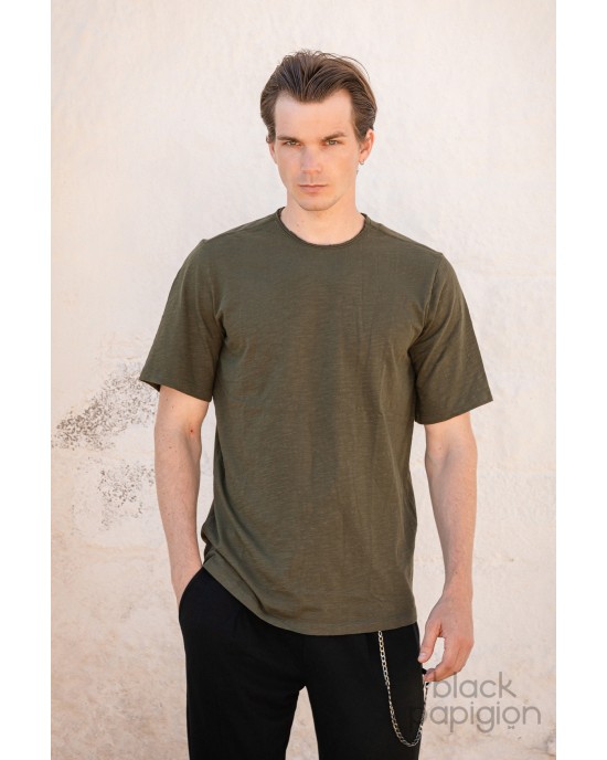 T-shirt Jack n Jones λαδί ΚΟΝΤΟΜΑΝΙΚΕΣ