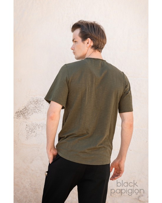 T-shirt Jack n Jones λαδί ΚΟΝΤΟΜΑΝΙΚΕΣ