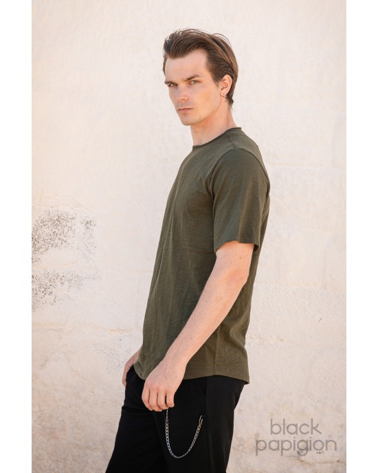T-shirt Jack n Jones λαδί ΚΟΝΤΟΜΑΝΙΚΕΣ