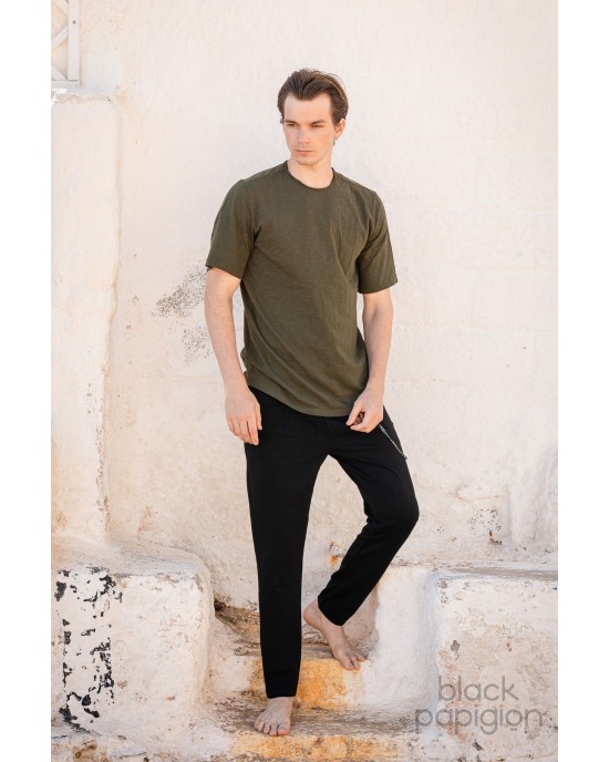 T-shirt Jack n Jones λαδί ΚΟΝΤΟΜΑΝΙΚΕΣ
