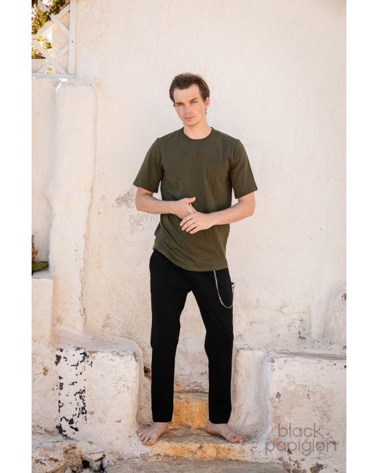 T-shirt Jack n Jones λαδί ΚΟΝΤΟΜΑΝΙΚΕΣ