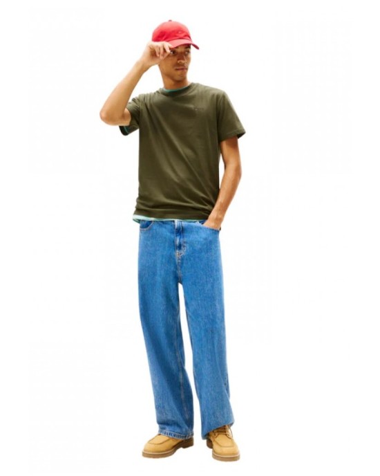 T-shirt Tommy Jeans λαδί ΚΟΝΤΟΜΑΝΙΚΕΣ