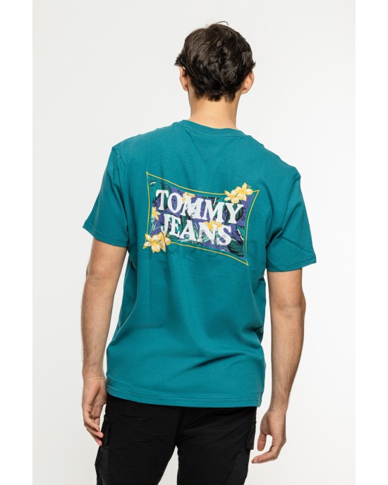 T-shirt Tommy Jeans πετρόλ ΚΟΝΤΟΜΑΝΙΚΕΣ