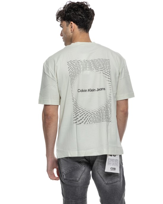 T-Shirt Calvin Klein εκρού ΚΟΝΤΟΜΑΝΙΚΕΣ