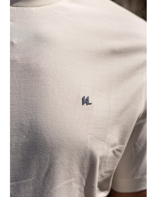 T-shirt Karl Lagerfeld εκρού ΚΟΝΤΟΜΑΝΙΚΕΣ