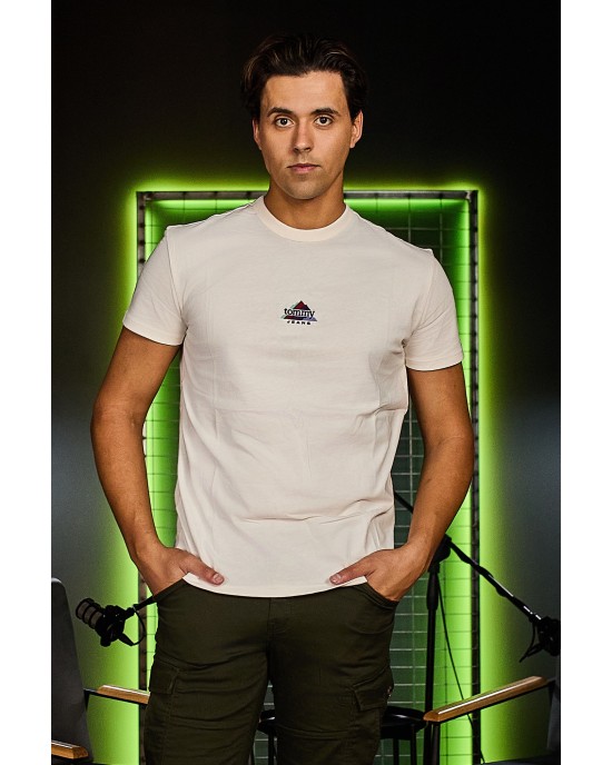 T-shirt Tommy Jeans εκρού ΚΟΝΤΟΜΑΝΙΚΕΣ