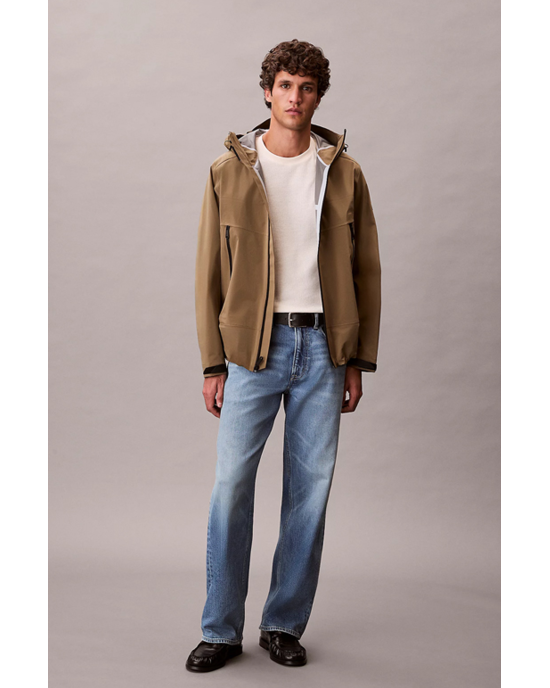 T-shirt Calvin Klein εκρού ΚΟΝΤΟΜΑΝΙΚΕΣ