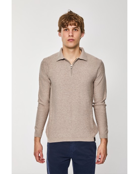 Μπλούζα πλεκτή Artisti Italiani μπεζ ΠΛΕΚΤΕΣ