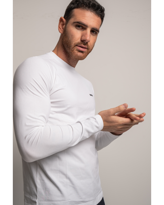 Μπλούζα Boss άσπρη ΜΑΚΡΥΜΑΝΙΚΕΣ