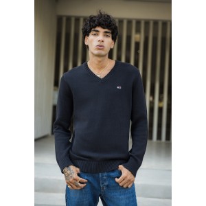 Μπλούζα πλεκτή Tommy Jeans μαύρη Μπλούζα πλεκτή Tommy Jeans μαύρη