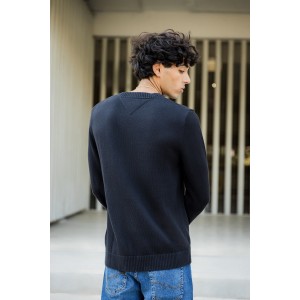 Μπλούζα πλεκτή Tommy Jeans μαύρη Μπλούζα πλεκτή Tommy Jeans μαύρη