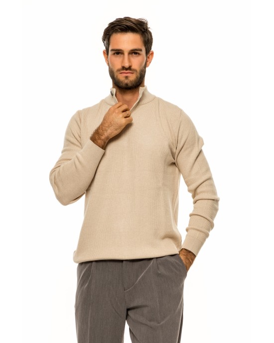 Μπλούζα πλεκτή Vittorio μπεζ ΠΛΕΚΤΕΣ