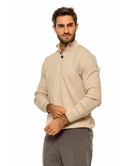 Μπλούζα πλεκτή Vittorio μπεζ ΠΛΕΚΤΕΣ
