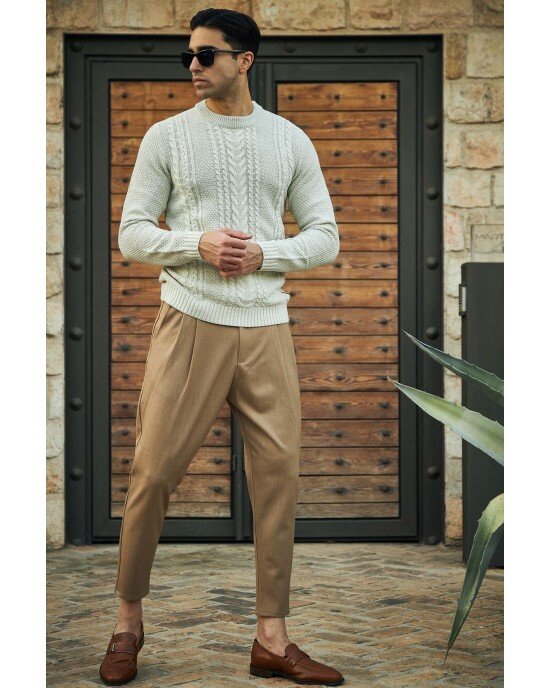 Μπλούζα Jack n Jones μπεζ ΠΛΕΚΤΕΣ