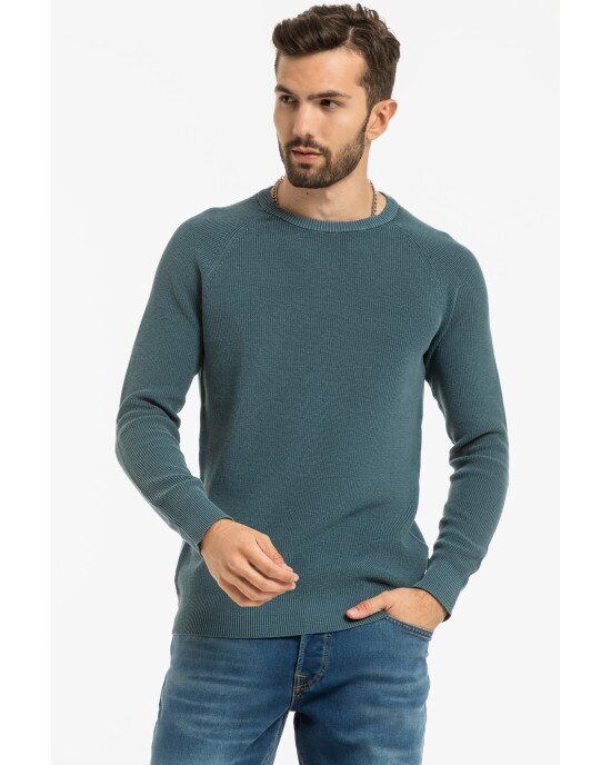 Μπλούζα πλεκτή Jack n Jones γαλάζια ΠΛΕΚΤΕΣ