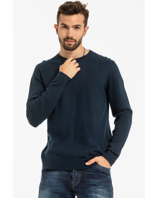 Μπλούζα πλεκτή Jack n Jones μπλε ΠΛΕΚΤΕΣ