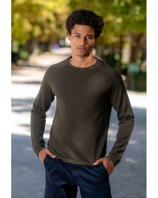 Μπλούζα πλεκτή Jack n Jones χακί ΠΛΕΚΤΕΣ