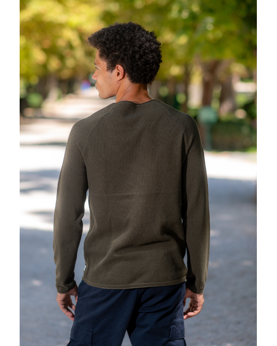 Μπλούζα πλεκτή Jack n Jones χακί ΠΛΕΚΤΕΣ