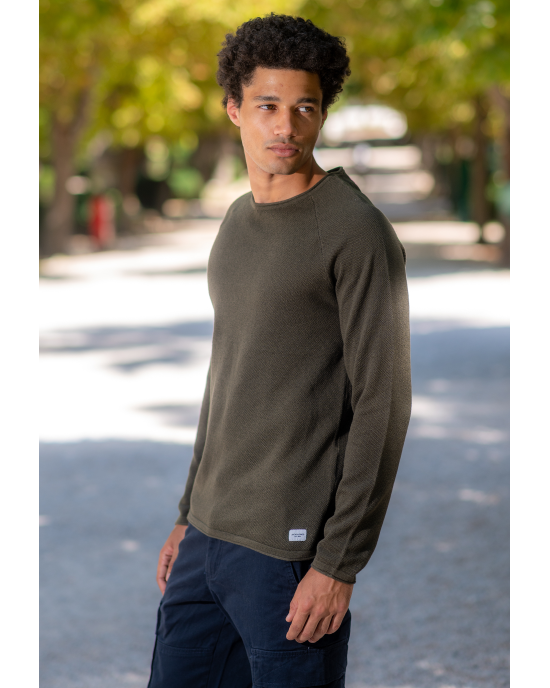 Μπλούζα πλεκτή Jack n Jones χακί ΠΛΕΚΤΕΣ