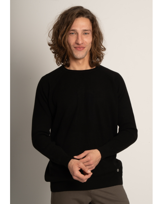 Μπλούζα πλεκτή Vittorio μαύρη ΠΛΕΚΤΕΣ