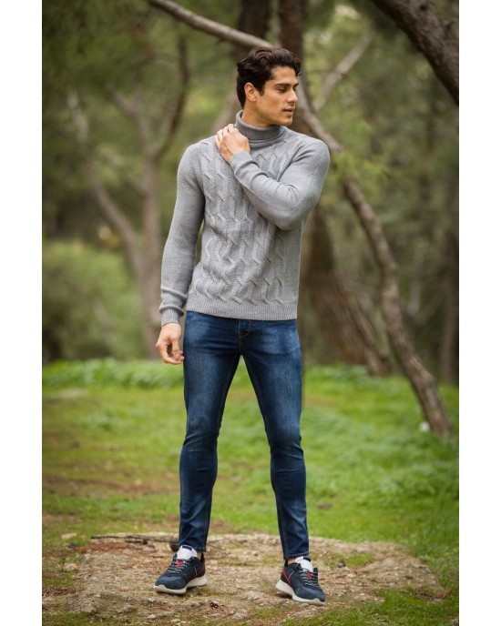 Μπλούζα πλεκτή ζιβάγκο γκρι Μπλούζα πλεκτή ζιβάγκο γκρι