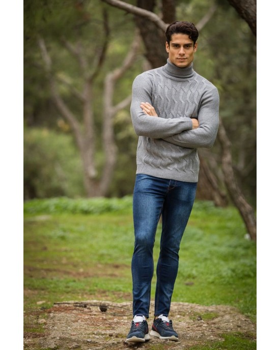 Μπλούζα πλεκτή ζιβάγκο γκρι Μπλούζα πλεκτή ζιβάγκο γκρι