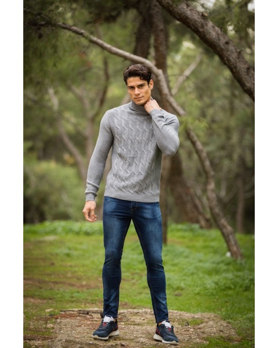 Μπλούζα πλεκτή ζιβάγκο γκρι Μπλούζα πλεκτή ζιβάγκο γκρι