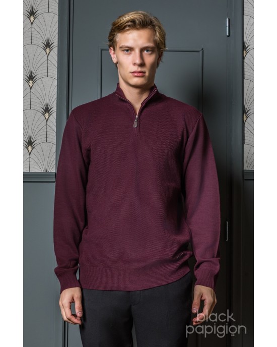 Μπλούζα πλεκτή Lexton μπορντό ΠΛΕΚΤΕΣ
