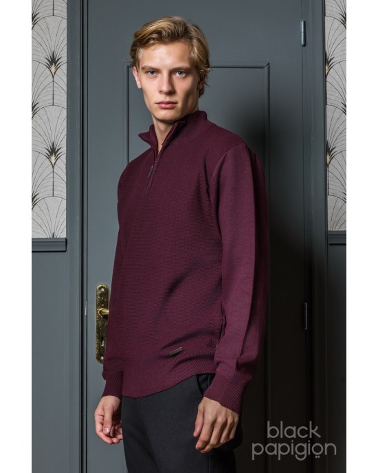Μπλούζα πλεκτή Lexton μπορντό ΠΛΕΚΤΕΣ