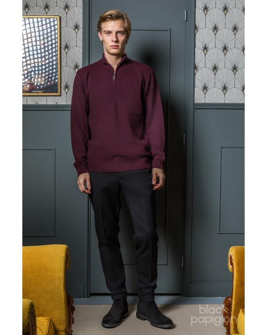 Μπλούζα πλεκτή Lexton μπορντό ΠΛΕΚΤΕΣ