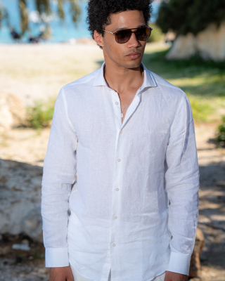 Πουκάμισο 19V69 Italia Versace Abbigliamento Amalfi άσπρο